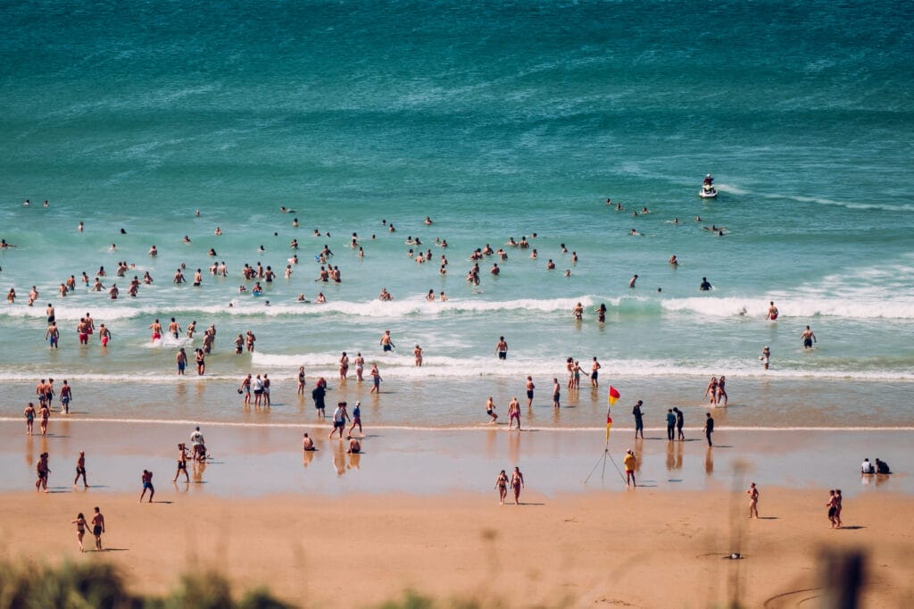 Boardmasters Sunday Highlights 11 08 2024 MattEachusTheMancPhotographer 005 MP1 8752 People on the beach at Boardmasters