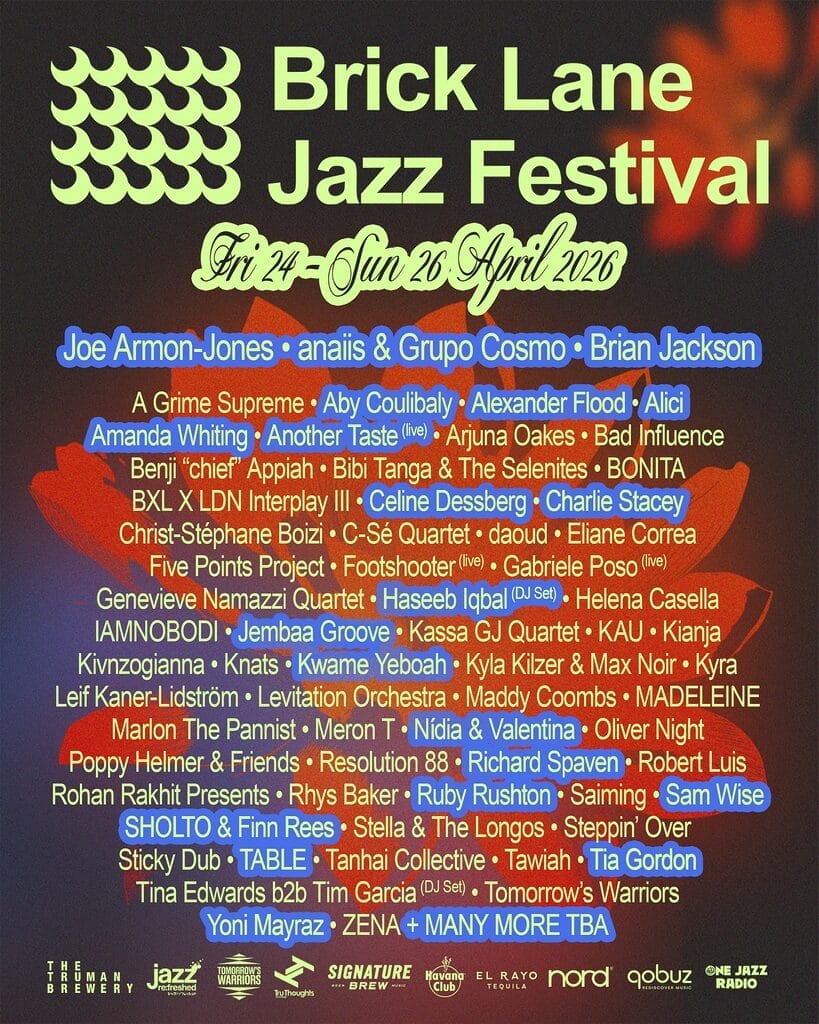 Brick Lane Jazz Festival 2026 line-up poster